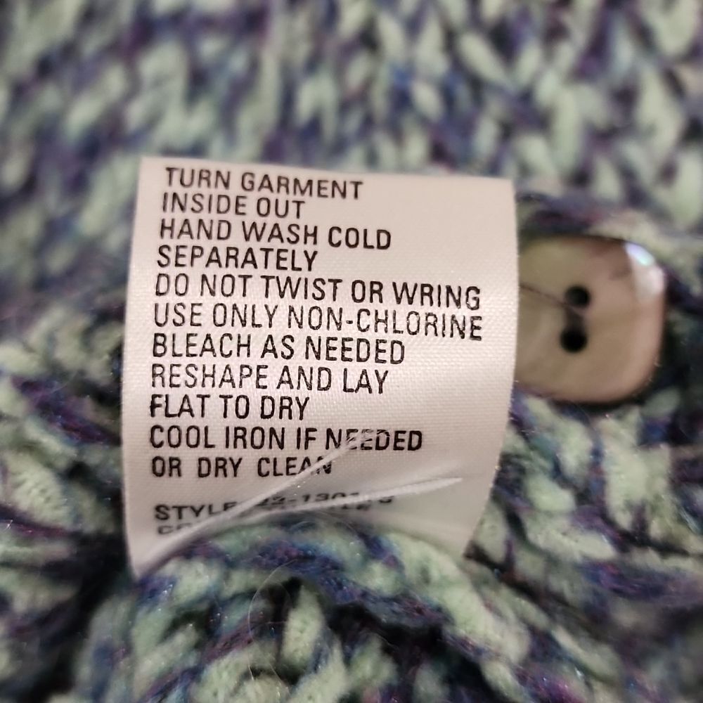 Vintage Northern Isles Variegated Knit Cardigan With Shell Buttons - Picture 7 of 13